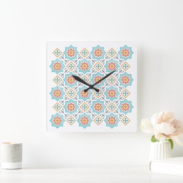 Patterns & Clipart Collection | Seamless Decorativ Square Wall Clock (Home)
