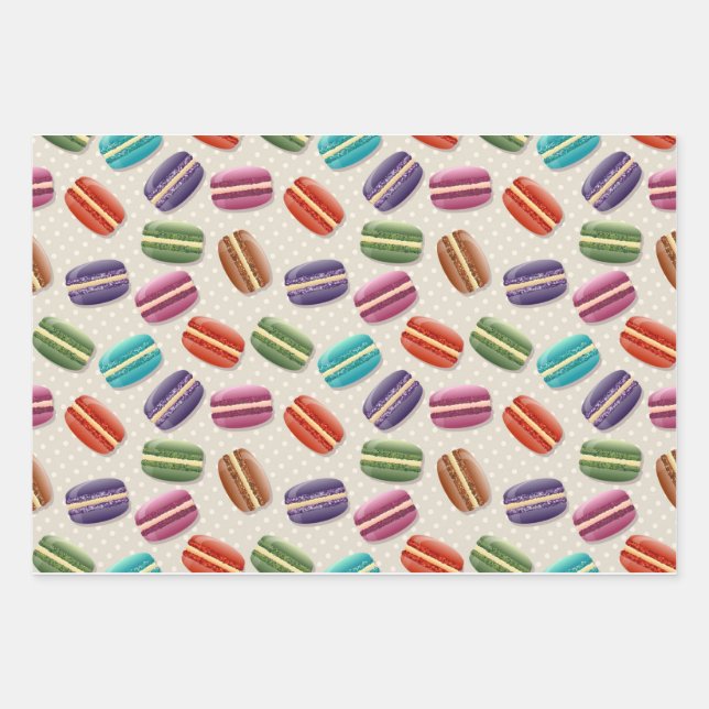 Patterns of colourful cakes wrapping paper sheet (Front)
