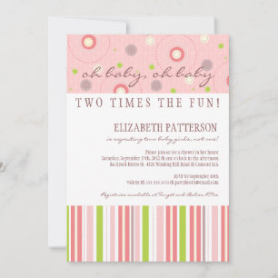 Patterns of Fun Twin Girl Baby Shower Invitation