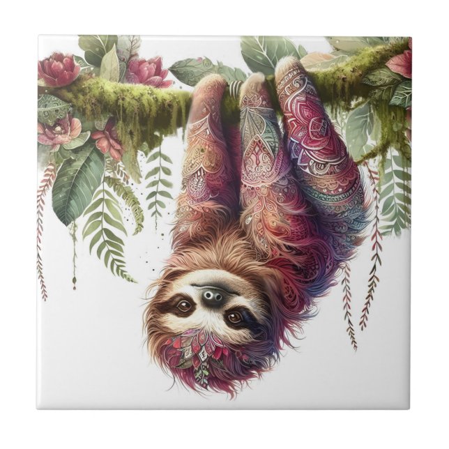 Patterns of Nature - Jungle Sloth Ceramic Tile (Front)