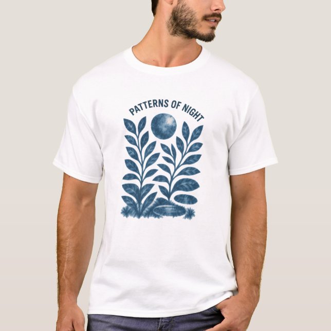 Patterns Of Night Leaf Moon Study T-Shirt (Front)