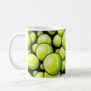 Patterns of tennis balls on a black background coffee mug