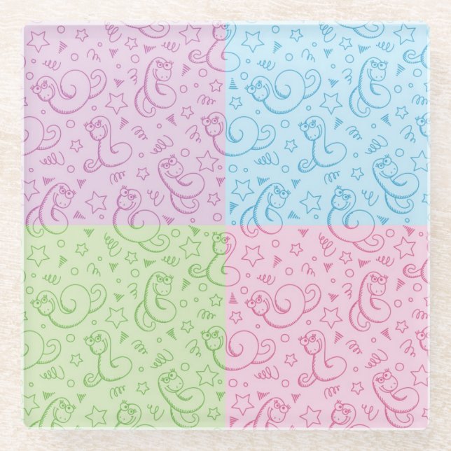 patterns with snakes glass coaster (Front)