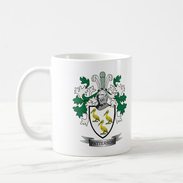 Patterson Family Crest Coat of Arms Coffee Mug (Left)