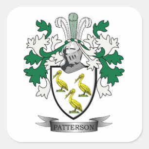 Patterson Family Crest Coat of Arms Square Sticker