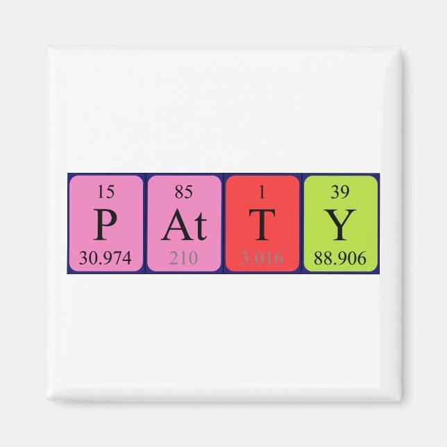 Patty periodic table name magnet (Front)
