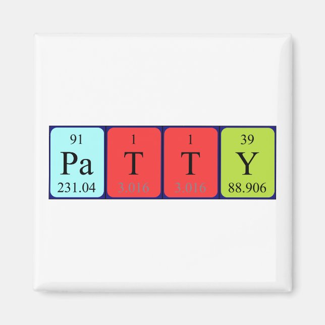 Patty periodic table name magnet (Front)