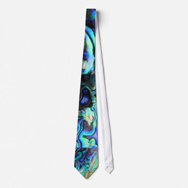 Paua abalone blue and green shell tie (Front)
