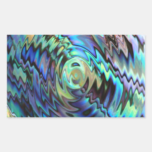 Paua abalone shells blue green abstract design rectangular sticker