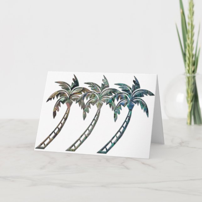 Paua Shell Palm Trees Card (Front)