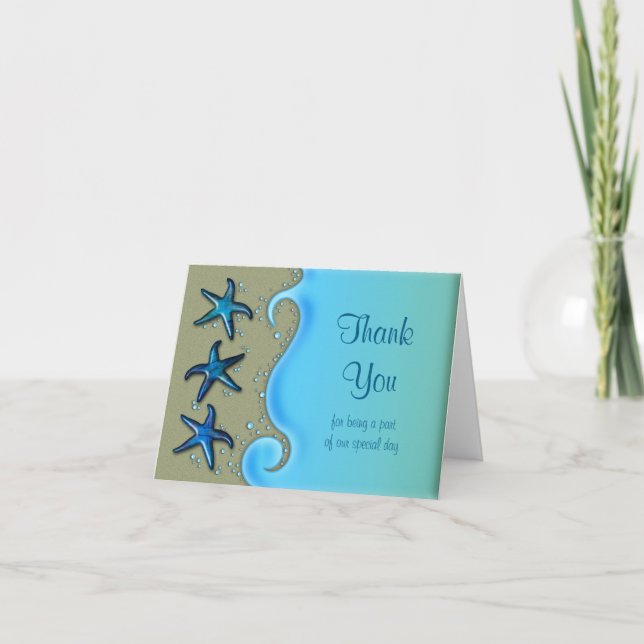 Paua Shell Starfish Wedding Thank You Card (Front)