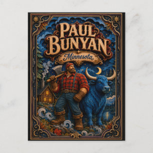 Paul Bunyan and Babe Minnesota Popcut Legends Postcard