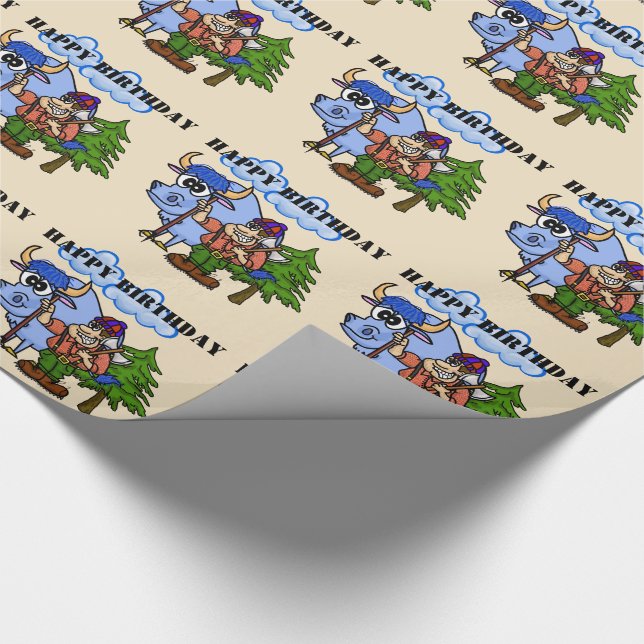 Paul Bunyan and Babe The Blue Ox Gift Wrap (Corner)