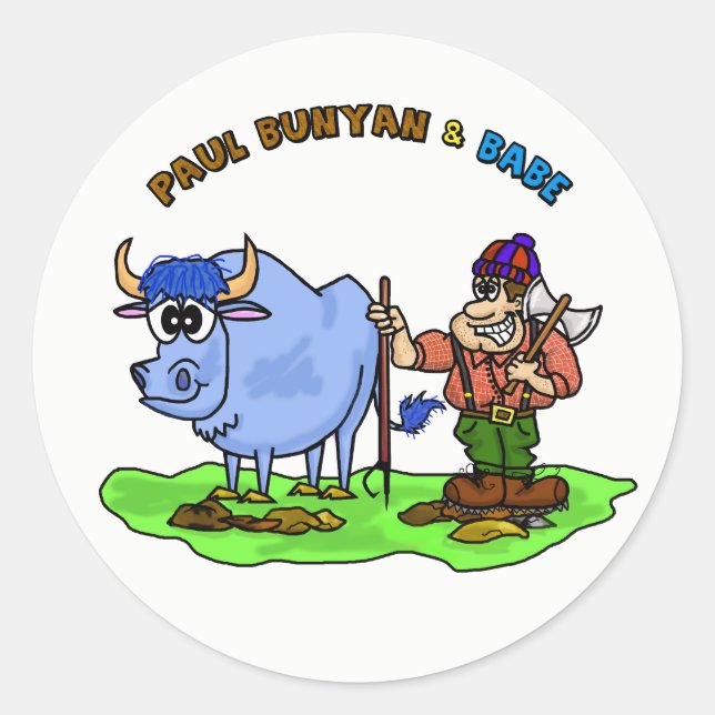 Paul Bunyan & Babe  The Blue Ox Stickers (Front)