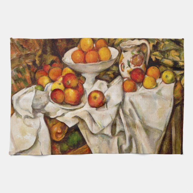 Paul Cezanne Apples Oranges Impressionism Tea Towel (Horizontal)