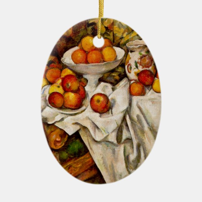 Paul Cezanne Apples Oranges Print Impressionism Ceramic Tree Decoration (Front)