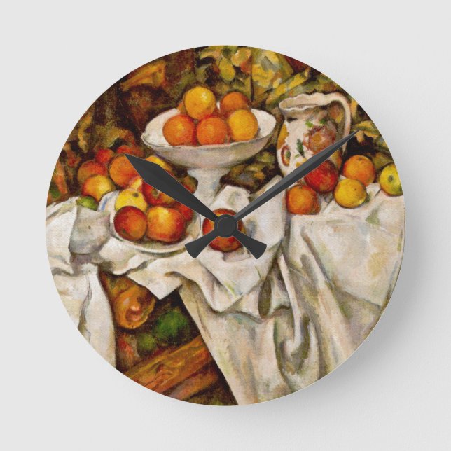 Paul Cezanne Apples Oranges Print Impressionism Round Clock (Front)