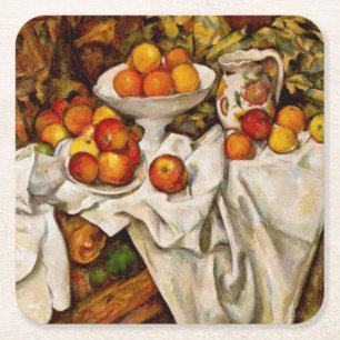 Paul Cezanne Apples Oranges Print Impressionism Square Paper Coaster