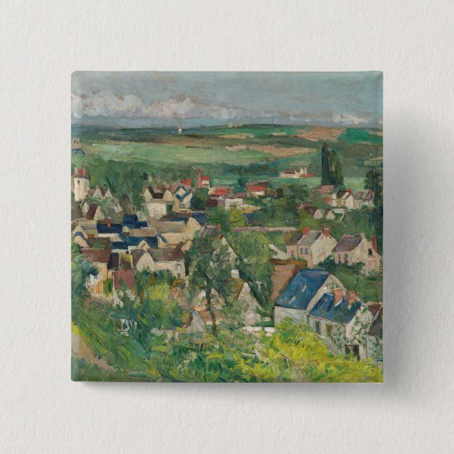 Paul Cezanne - Auvers, Panoramic View 15 Cm Square Badge (Front)