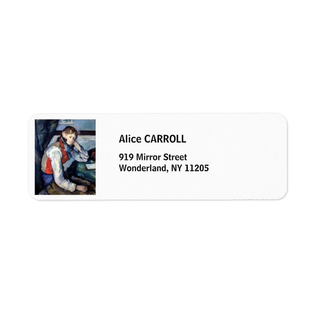 Paul Cezanne - Boy in the Red Vest Return Address Label (Front)