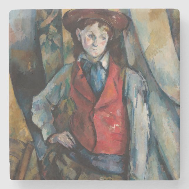 Paul Cezanne - Boy in the Red Vest Stone Coaster (Front)