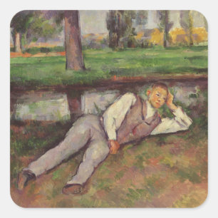 Paul Cezanne Boy Resting Square Sticker