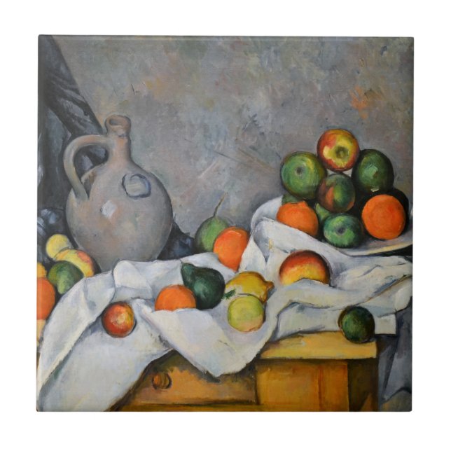 Paul Cezanne - Curtain, Jug and Fruit Bowl Ceramic Tile (Front)
