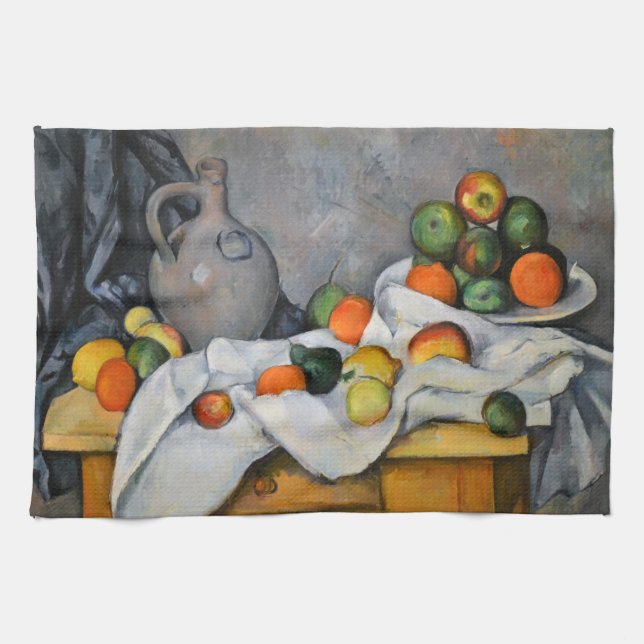 Paul Cezanne - Curtain, Jug and Fruit Bowl Tea Towel (Horizontal)