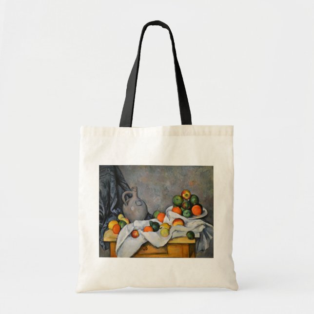 Paul Cezanne - Curtain, Jug and Fruit Bowl Tote Bag (Front)
