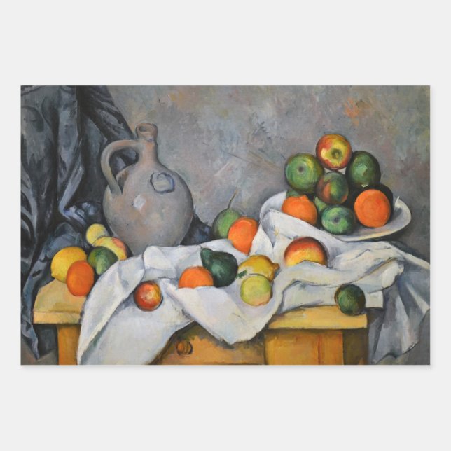 Paul Cezanne - Curtain, Jug and Fruit Bowl Wrapping Paper Sheet (Front)
