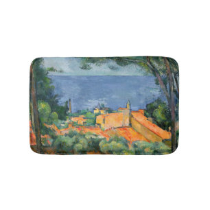 Paul Cezanne - Estaque with Red Roofs Bath Mat
