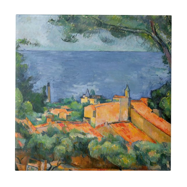 Paul Cezanne - Estaque with Red Roofs Ceramic Tile (Front)