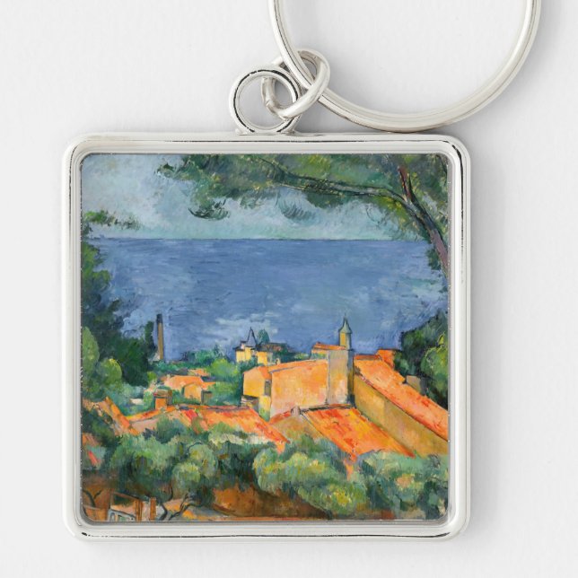 Paul Cezanne - Estaque with Red Roofs Key Ring (Front)