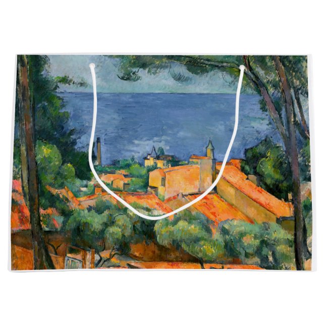 Paul Cezanne - Estaque with Red Roofs Large Gift Bag (Front)