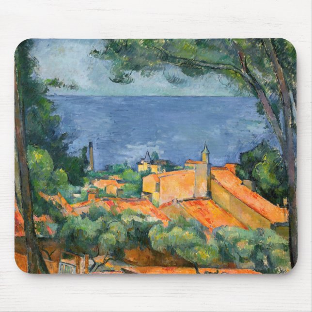 Paul Cezanne - Estaque with Red Roofs Mouse Pad (Front)