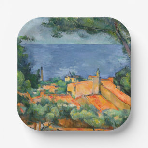 Paul Cezanne - Estaque with Red Roofs Paper Plate
