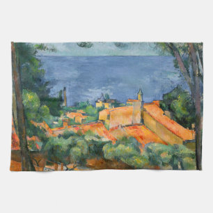 Paul Cezanne - Estaque with Red Roofs Tea Towel