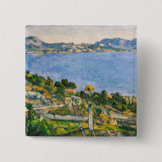 Paul Cezanne - Gulf of Marseille seen from Estaque 15 Cm Square Badge (Front)
