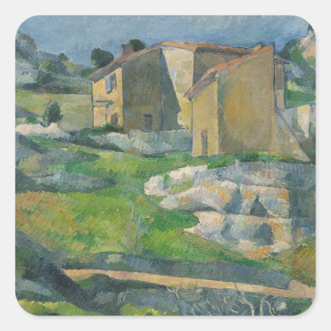 Paul Cezanne | Houses in the Provence: The Riaux V Square Sticker (Front)