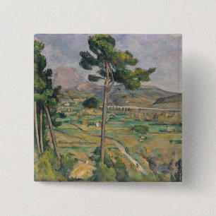 Paul Cezanne Landscape with viaduct 15 Cm Square Badge