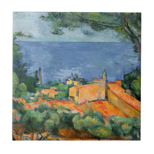 Paul Cezanne - L'Estaque with Red Roofs Ceramic Tile