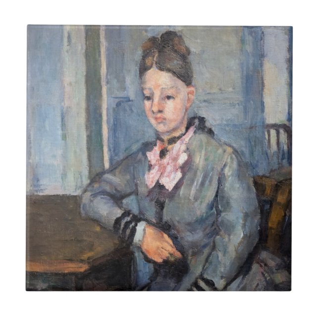 Paul Cezanne - Madame Cezanne Leaning on a Table Ceramic Tile (Front)