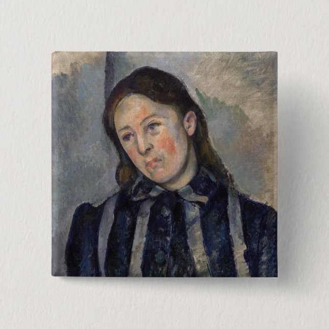 Paul Cezanne - Madame Cezanne with Loosened Hair 15 Cm Square Badge (Front)