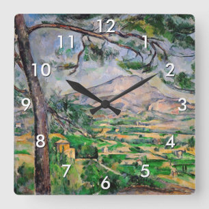 Paul Cezanne - Mont Sainte-Victoire and Large Pine Square Wall Clock