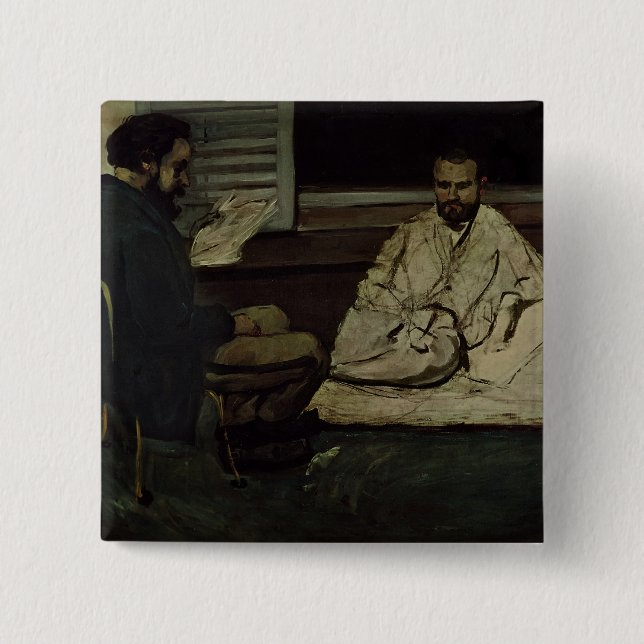 Paul Cezanne | Paul Alexis  Reading a Manuscript 15 Cm Square Badge (Front)