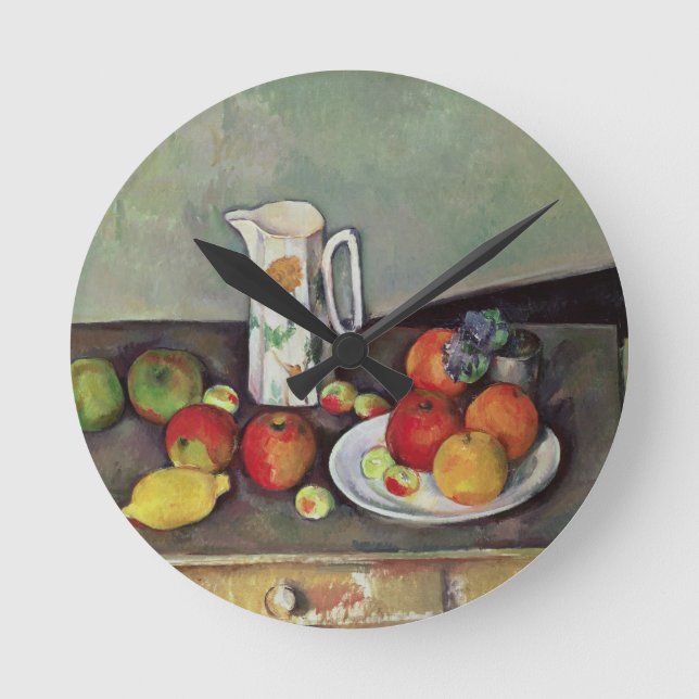 Paul Cezanne | Paul Cezanne | Still life with milk Round Clock (Front)
