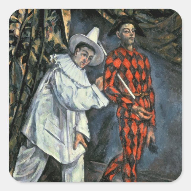 Paul Cezanne | Pierrot and Harlequin , 1888 Square Sticker (Front)