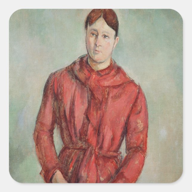 Paul Cezanne | Portrait of Madame Cezanne Square Sticker (Front)