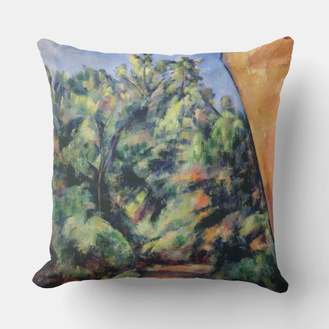 Paul Cezanne | Red rock, c.1895 (oil on canvas) Cushion (Front)