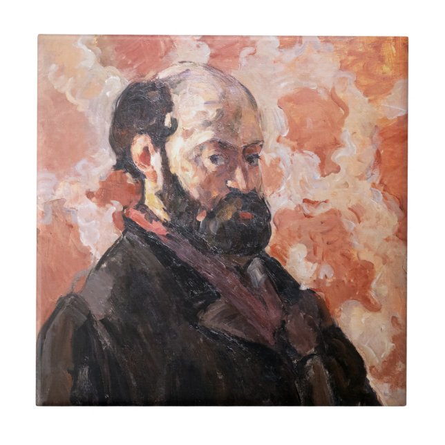 Paul Cezanne - Self-portrait with pink background Ceramic Tile (Front)